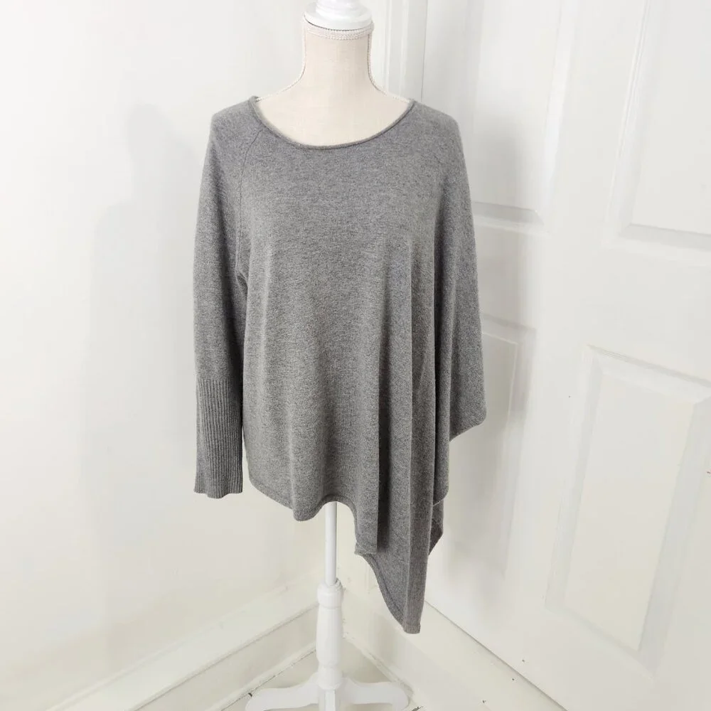 Chico's Light Gray Asymmetric Poncho Sweater